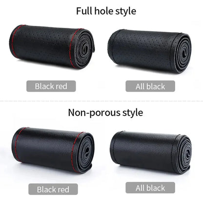 Genuine Leather Steering Wheel Cover For Car Braiding Steering Wheel Protector Covers Anti Scratch Steering Accessories