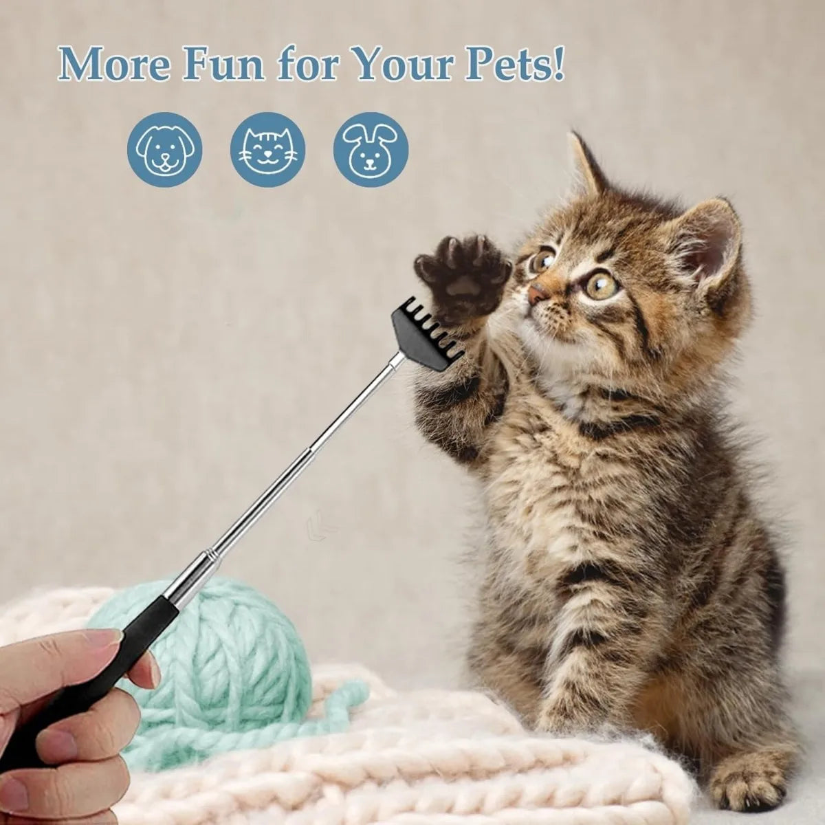 Extendable Back Scratcher the head has 15 rakes, Stainless Steel Portable Telescopic Rubber Handle Back Scratchers
