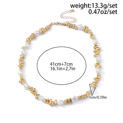 KunJoe Elegant Imitation Pearl Choker Necklace Women Retro Gold Color Acrylic Beaded Clavicle Chain Party Jewelry on the Neck、