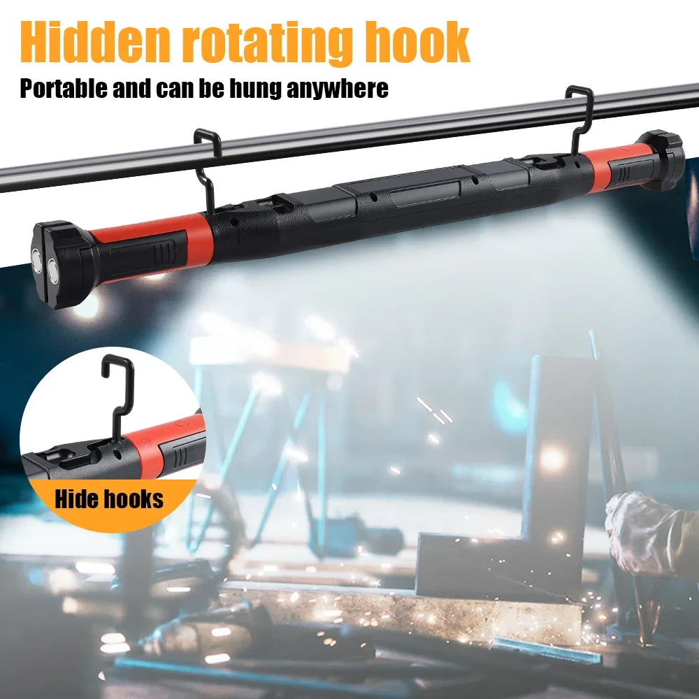 KDULIT LED Magnetic Work Light Rechargeable Underhood Work Lamp With Hooks & Rotating Magnetic Base For Car Repairing Emergency