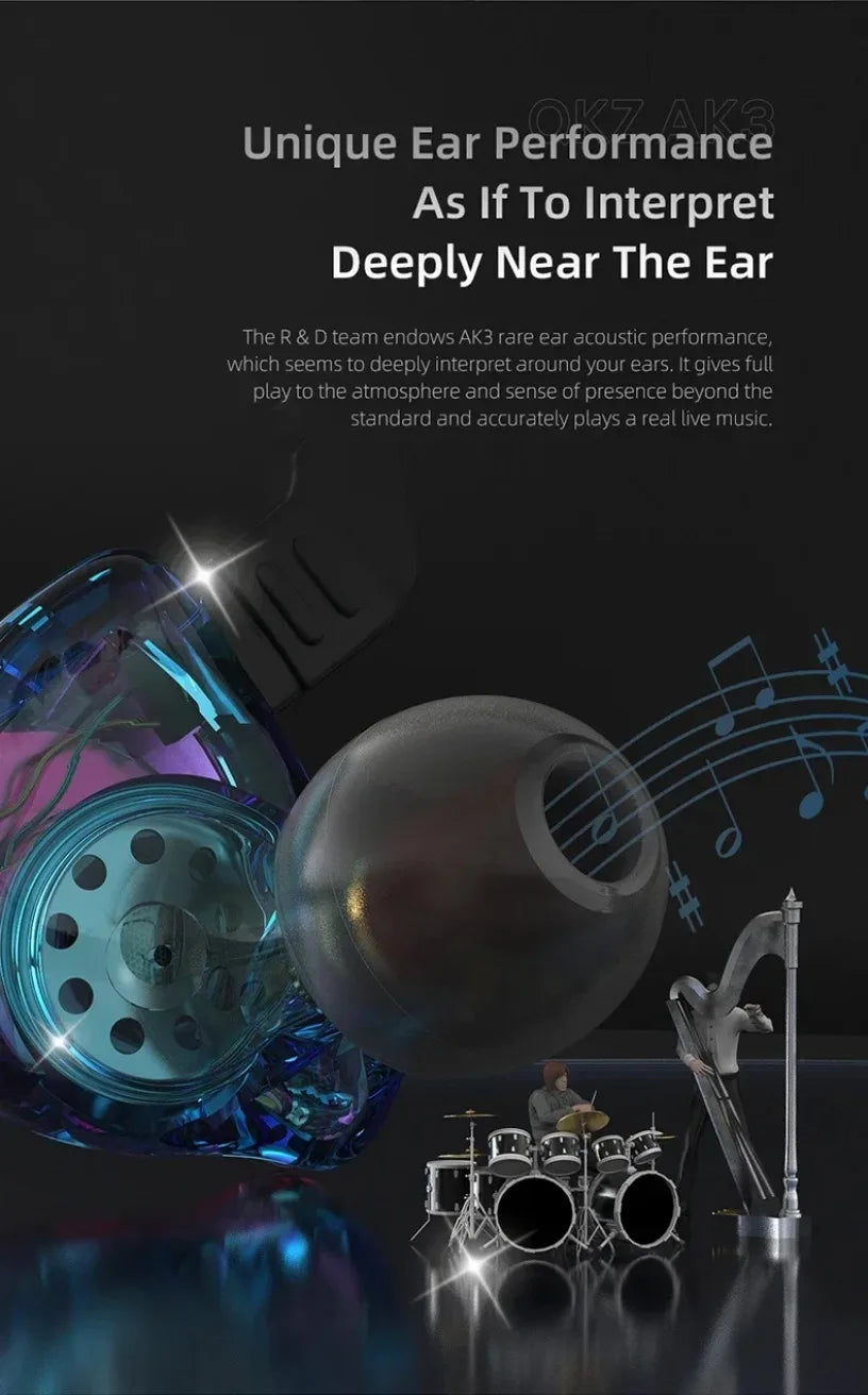 QKZ CK5 FiLe Wired Earphone with Microphone HiFi Music Earphone Professional Gaming And Sports Noise Cancelling Headphones