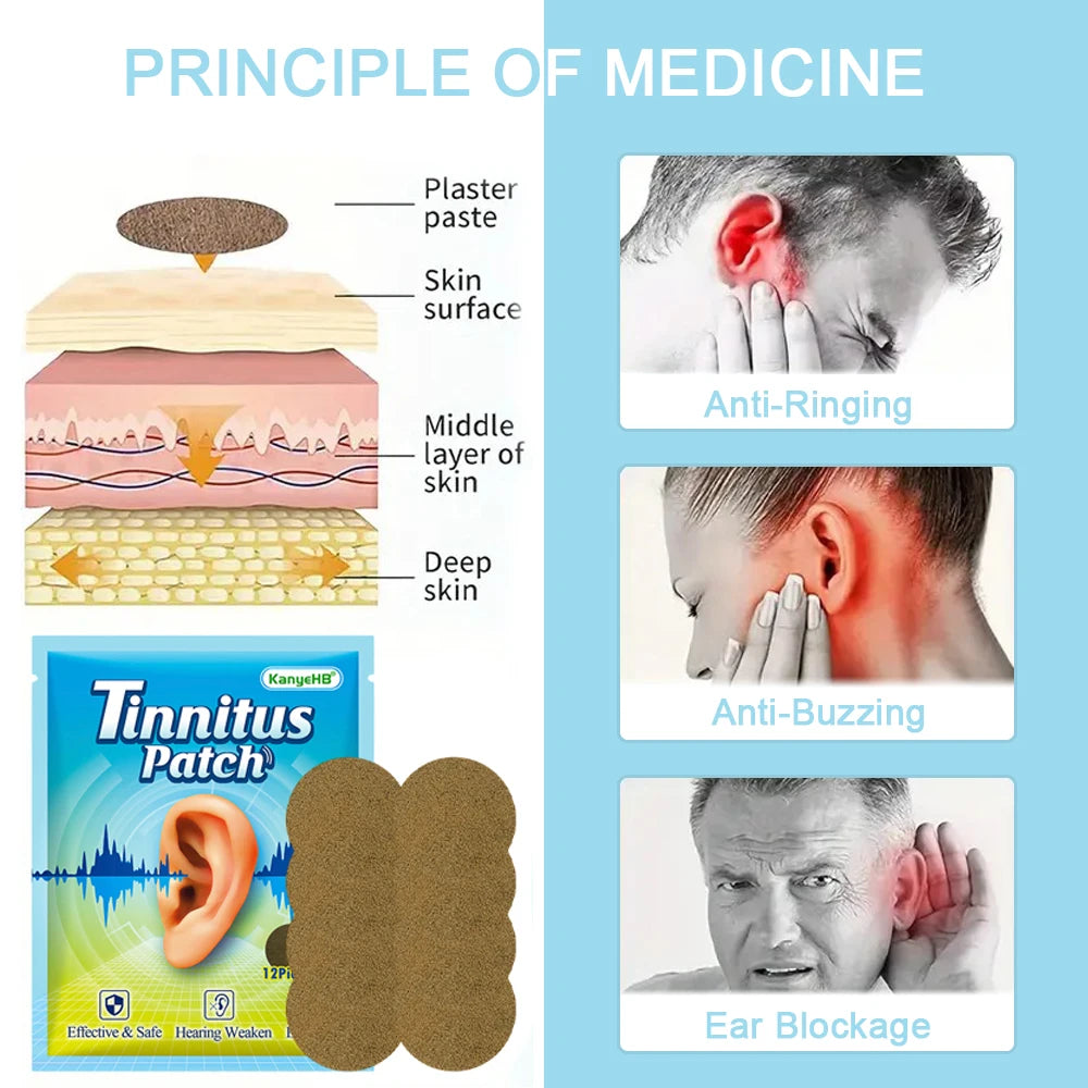 Tinnitus Patch Portable Ear Care Patch Headache Relief Ear Ringing Buzzing Hearing Loss Brain Nerve Ear Ringing Patch