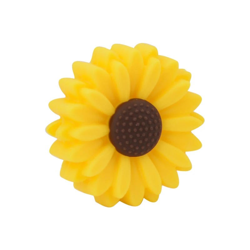 LOFCA Daisy 10pcs Silicone Beads Sunflower Cute Silicone Beads Food Grade Teether BPA-Free Baby Toy Chain Accessories