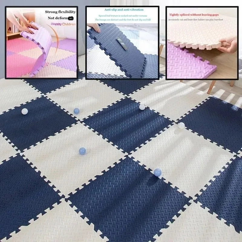 1-16PCS 30*30cm  Sports Gym Protection EVA Leaf Grain Floor Mats Yoga Fitness Non-Slip Splicing Rugs Thicken Shock Room Workout