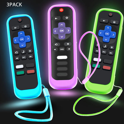 Case for Roku Remote Universal Replacement Controller Silicone Sleeve Skin Glow in The Dark(Red and Black Not Glow)