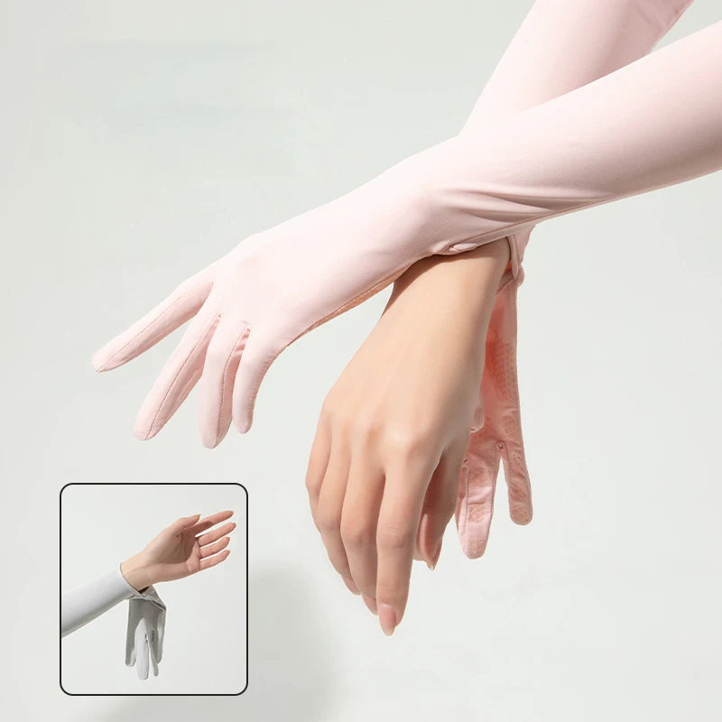 Summer Outdoor UV Protection Finger Long Gloves UPF50+Sunscreen Touchable Screen Sleeve Driving Bicycle for Outdoor Travel