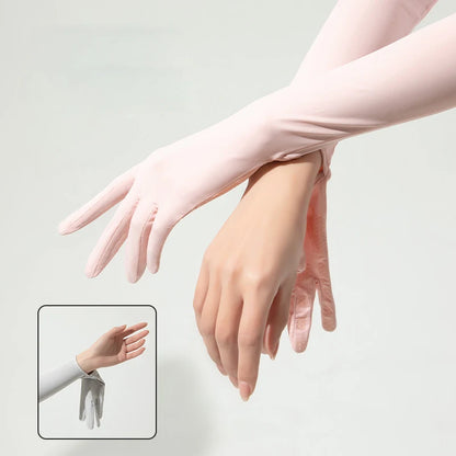Summer Outdoor UV Protection Finger Long Gloves UPF50+Sunscreen Touchable Screen Sleeve Driving Bicycle for Outdoor Travel