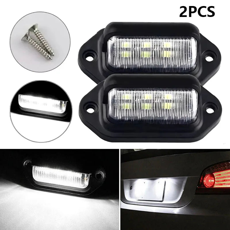 2PCS Car License Number Plate Lights Universal 12-24V For SUV Truck Trailer Van White Side Lamp Bulbs Car License Plate Lights
