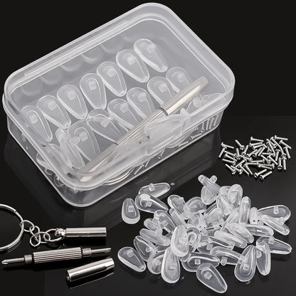 Eyeglasses Nose Pads with Screwdriver DIY Soft Silicone Air Chamber Glasses Replacement Repair Tools Anti-slip Nose Pad Screw