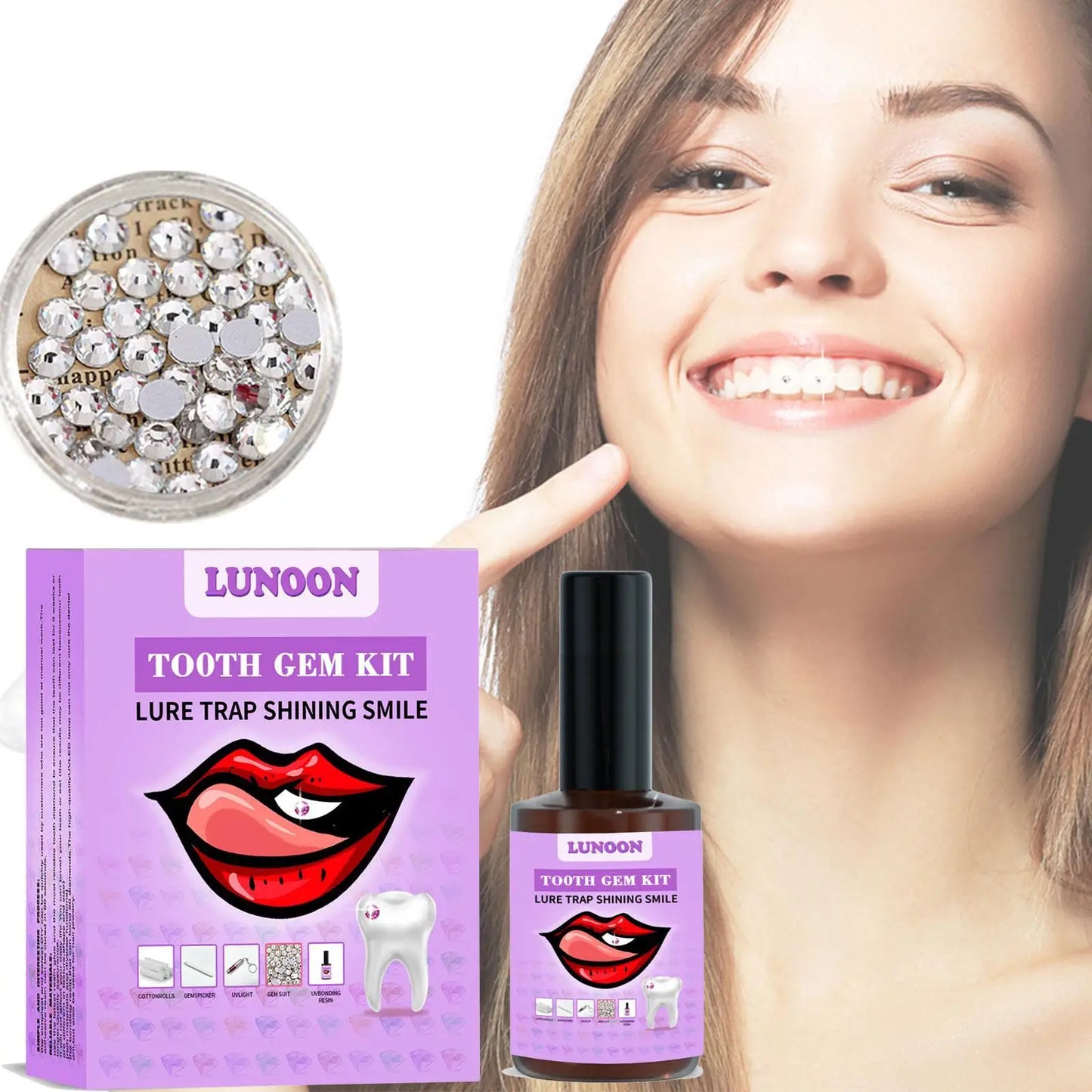 Tooth Jewelry Kit DIY Teeth Gems Set 7ml Glues Light Firm Reliable Clear Precious Stone Crystal Tooth Ornaments Jewellery
