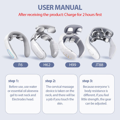 Smart Back Neck Massager Electric TENS Pulse Cervical Muscle Massages Wireless Shoulder Health Care H99 H62 JT88 F6Device