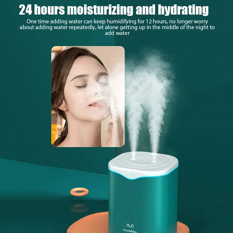 2000ML USB Air Humidifier Double Spray Port Essential Oil Aromatherapy Diffuser Cool Mist Maker Fogger for Home Office