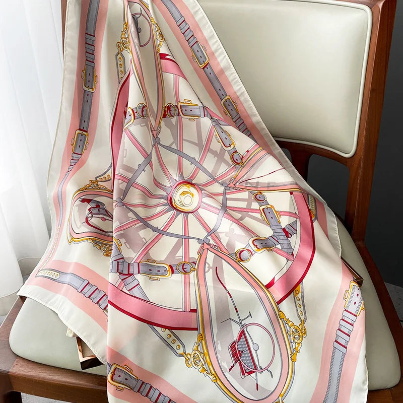 Neckerchief Female Luxury Square Scarf for Women Silk Feeling Shawl Satin Hijab Fashion Wraps Hair Bands Ribbon Headband Bandann