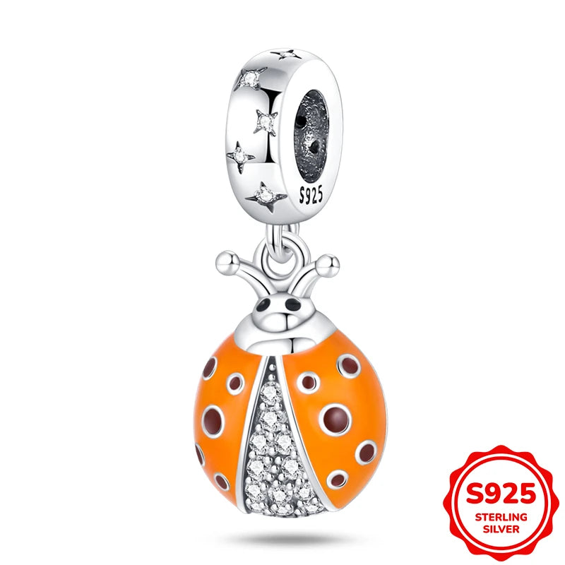 Charms Silver 925 Ladybugs and Cherry Strawberries Pendant Bead Fit 3mm Bracelet Bangle Necklace For Women Luxury Jewelry Making