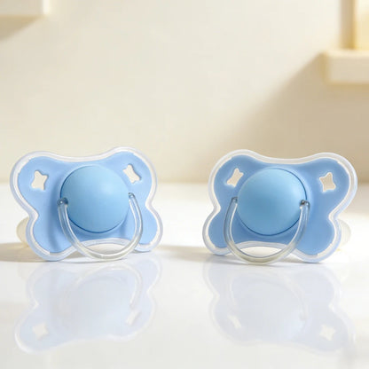 2pcs/pack Butterfly-shape Baby Pacifier Soother with Cover for Daily Use(Cherry Round Nipple) and Night Use(Thumb Nipple)