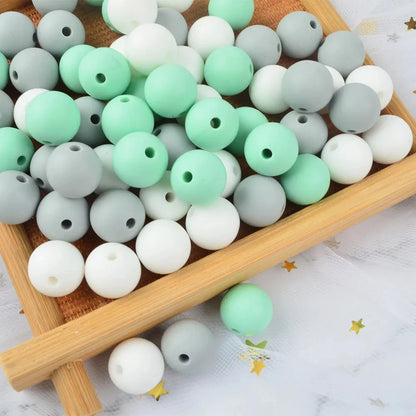 LOFCA 9mm 100pcs Silicone Teething Beads Teether Baby Nursing Necklace Pacifier Clip Oral Care BPA Free Food Grade Colorful