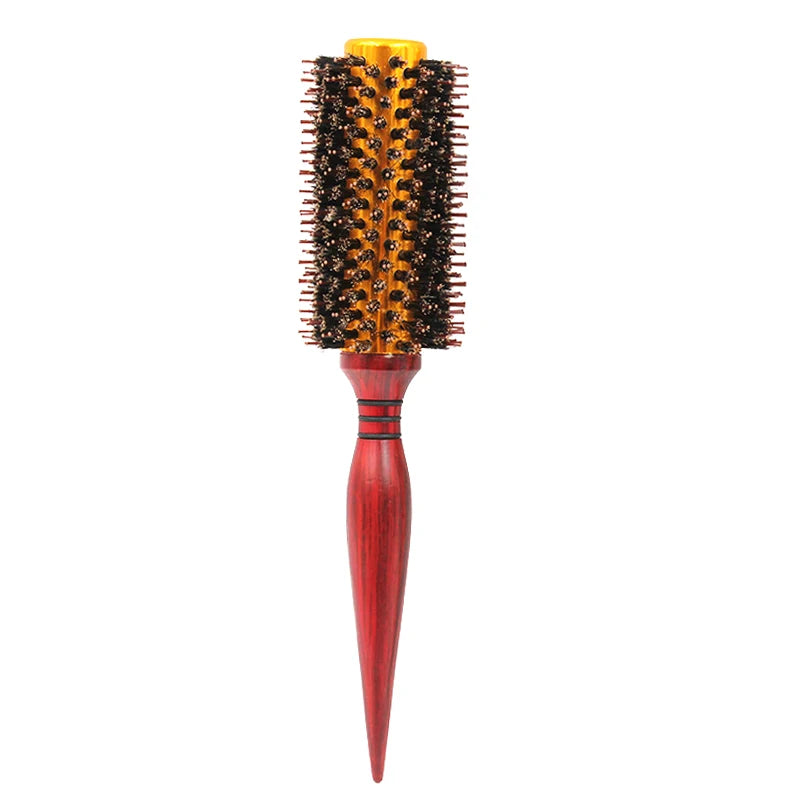 Round Hairbrush Anti Static Wood Boar Bristle Round Brush Hairdresser Styling Tools Teasing Brush For Curly Hair Comb Brush