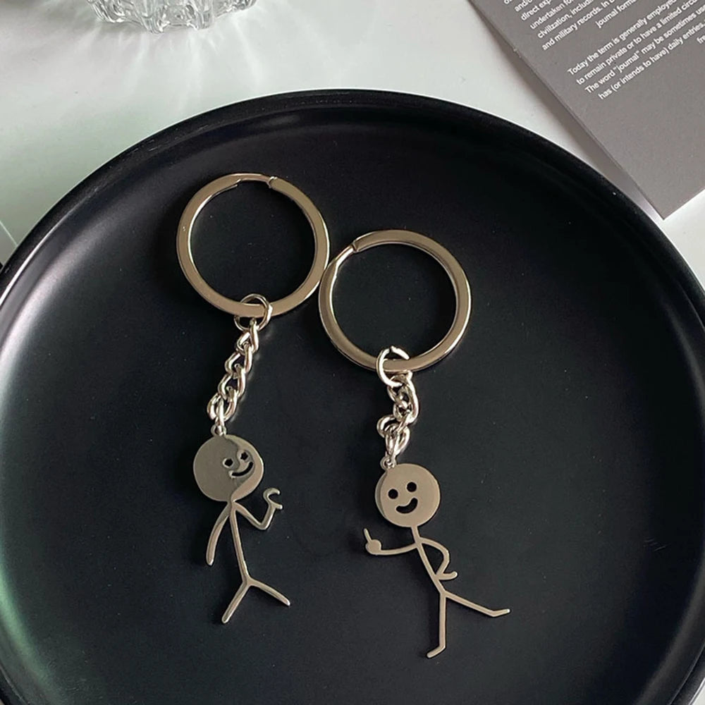 Fun Match People Keychain Creative Car Keyrings Heart To Heart Middle Finger Lovers Key Chain New Bag Pendant Couple'S Gifts