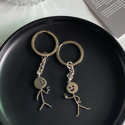 Fun Match People Keychain Creative Car Keyrings Heart To Heart Middle Finger Lovers Key Chain New Bag Pendant Couple'S Gifts