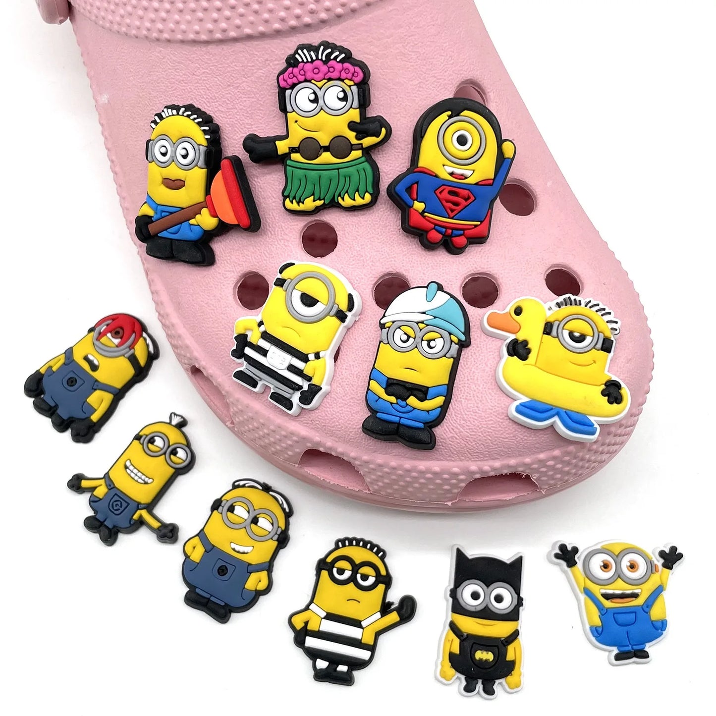 12-36Pcs Minion Cartoon Shoe Charms For Slides Sandals,PVC Shoe Decorations Accessories For Christmas Birthday Gift Party