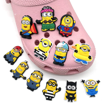 12-36Pcs Minion Cartoon Shoe Charms For Slides Sandals,PVC Shoe Decorations Accessories For Christmas Birthday Gift Party