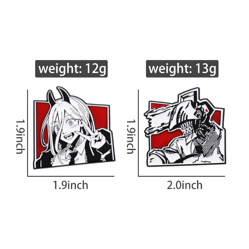 Chainsaw Man Metal Badge Japanese Anime Power Enamel Pin Brooch Cute Girl Cartoon Lapel Pins Emblem Fashion Jewelry Accessories