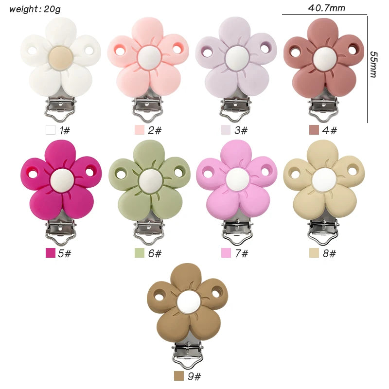 1/3/10pcs Silicone Flower Pacifier Clips Food Grade Teethers For Baby DIY Baby Soother Nursing Pacifier Chain Accessories