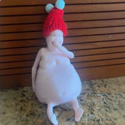 Rene Ren é is a Bald Pinched Funny Figurine Stress Relieving Toy Funny Doll with a sticky and Happy smile Ugly doll