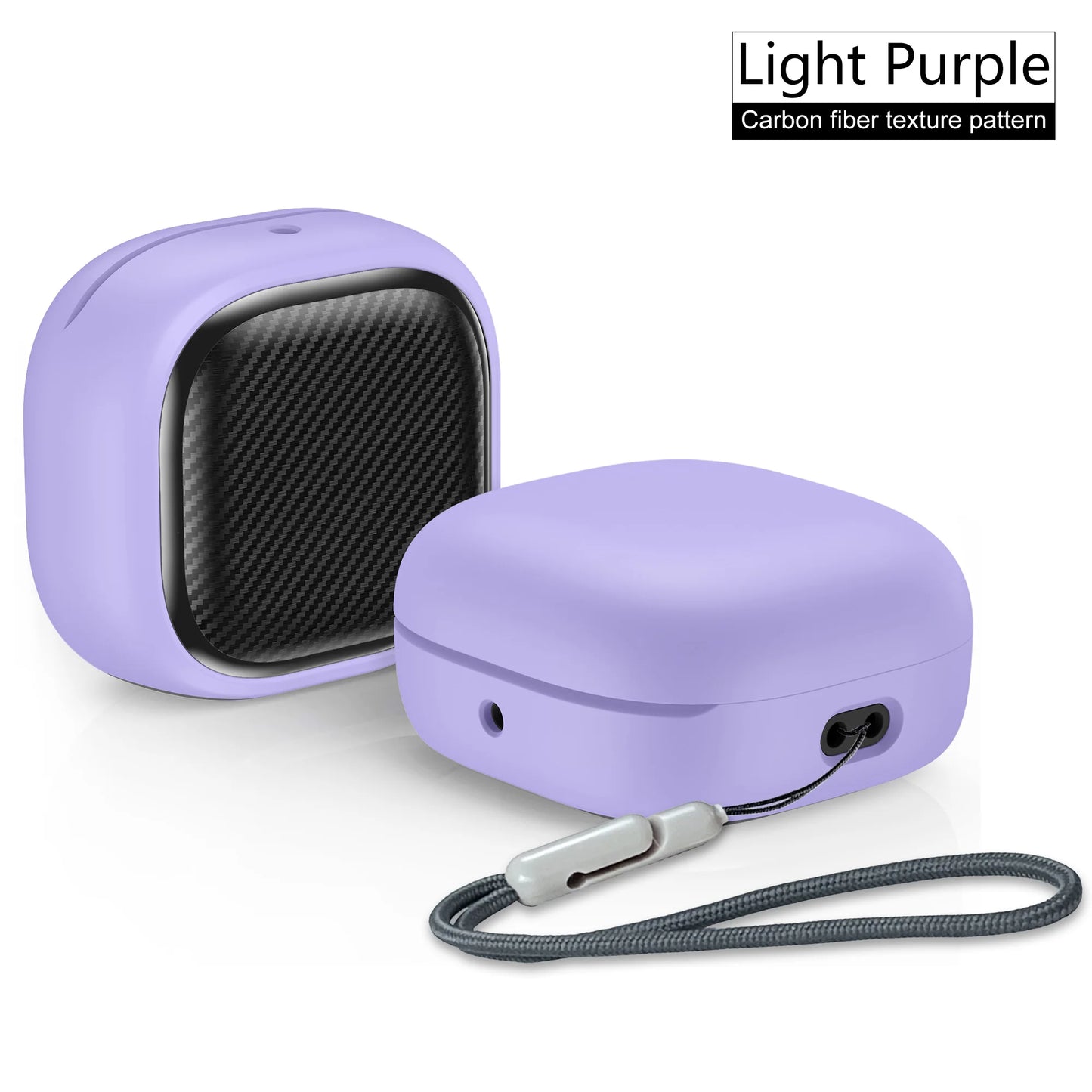 For Samsung Galaxy Buds FE, Buds Pro, Buds2 Pro, Buds Live, Buds2 Case Cover, Vogue Fiber Stripe Protection Case with Lanyard