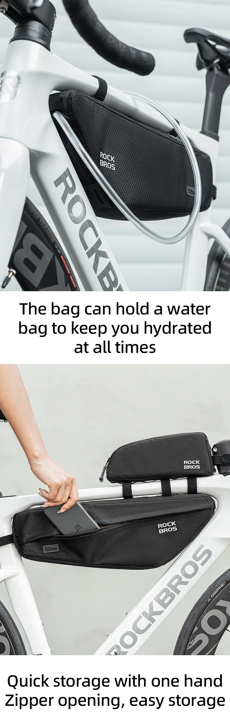 ROCKBROS Bicycle Bag Top Tube Bag / Bottom Tube Bag Large Capacity Waterproof MTB Road Bike Triangle Pannier Front Cycling Bags