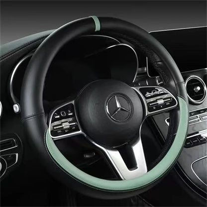 Full Leather Universal Car Steering Wheel Cover Breathable Anti Slip Car Decoration 37-38cm Steering Wheel Cover Accessories
