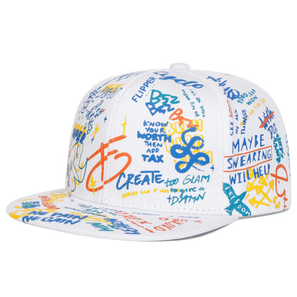 Unisex Black and white Letter Graffiti Printing Hip-hop Hats Spring Autumn Outdoor Adjustable Casual Baseball Caps Sunscreen Hat
