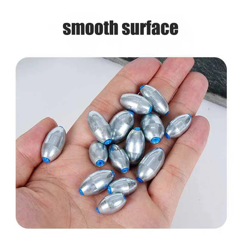 10pcs/Lot Alloy Hollow Olive Fishing Sinkers 3g/4g/5g/6g/7g/8g/9g/10g/12g/15g Carbon Steel Fishing Weights Fishing Accessories
