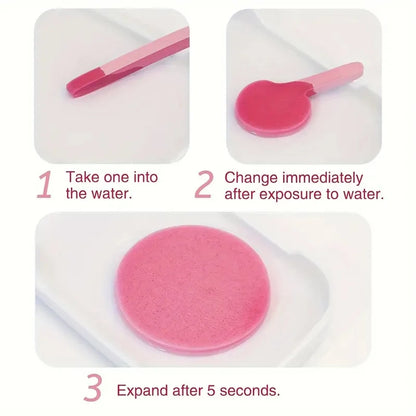 Compress Face Wash Puff with Storage Box Facial Cleansing Sponge for Makeup Remover Round Face Wash Sponge Skincare Beauty Tool