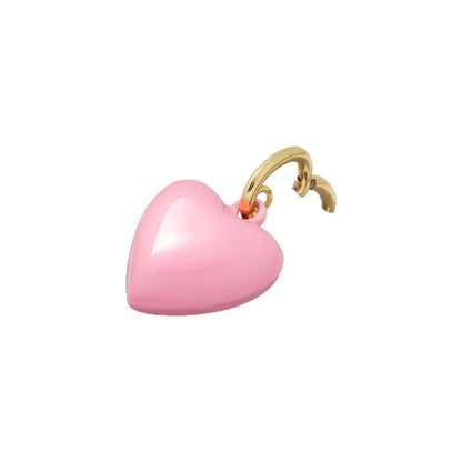Drip oil red love necklace pendant, niche heart-shaped couple accessory DIY handmade pendant, gold-plated