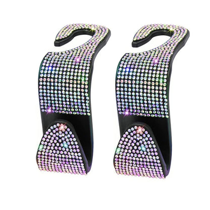 Rhinestone Decor Car Seat Back Hook Hanger Universal Bling Diamond Vehicle Auto Headrest Storage Holder Car Accessories
