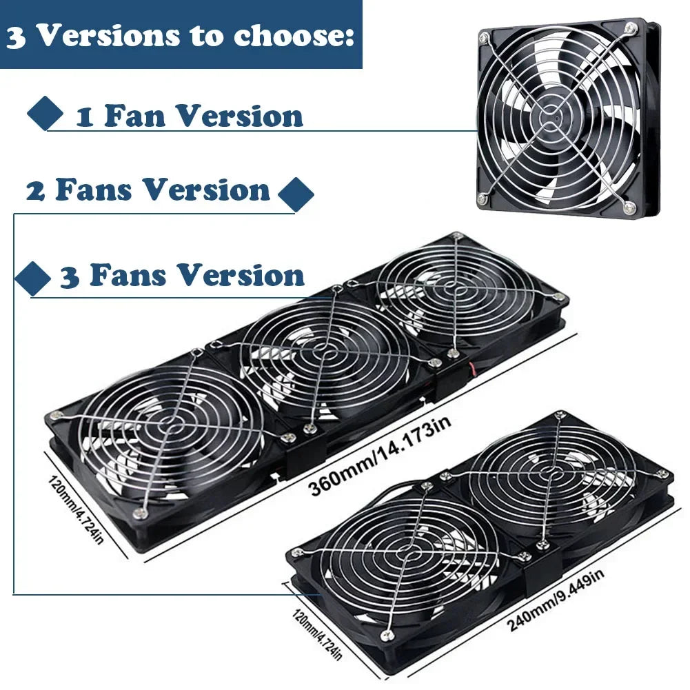 12cm 3000RPM Exhaust Fan Bathroom Cooling Fan with Controller 3V-12V Btc Machine Chassis Workstation Cabinet Radiator Server Fan