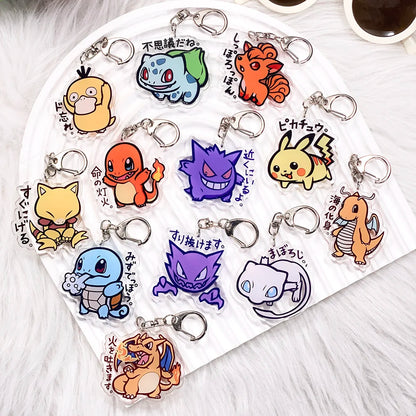 1/12PCS Pokémon Characters Pikachu Bulbasaur Acrylic Keychain Bag Charms Accessories Backpack Pendant Key Holder Friend Gifts