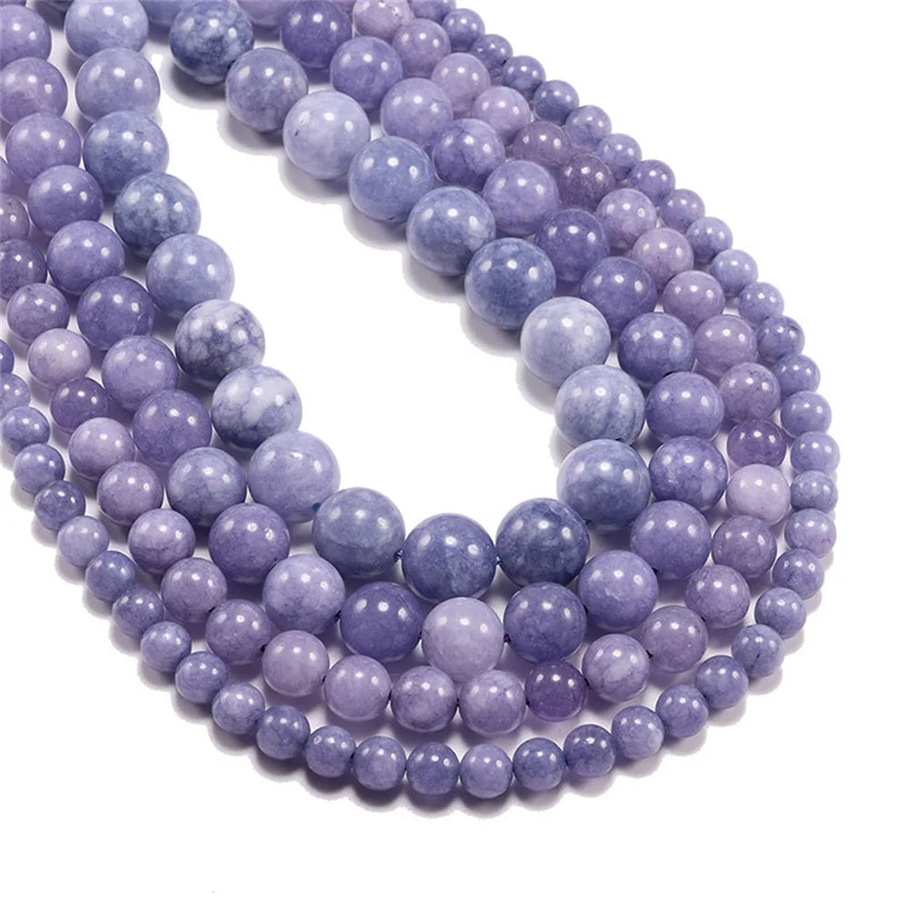 Natural Angelite Stone Loose Beads For Jewelry Making Diy Bracelets Necklace 15" Cord Not Included 4mm 6mm 8mm 10mm