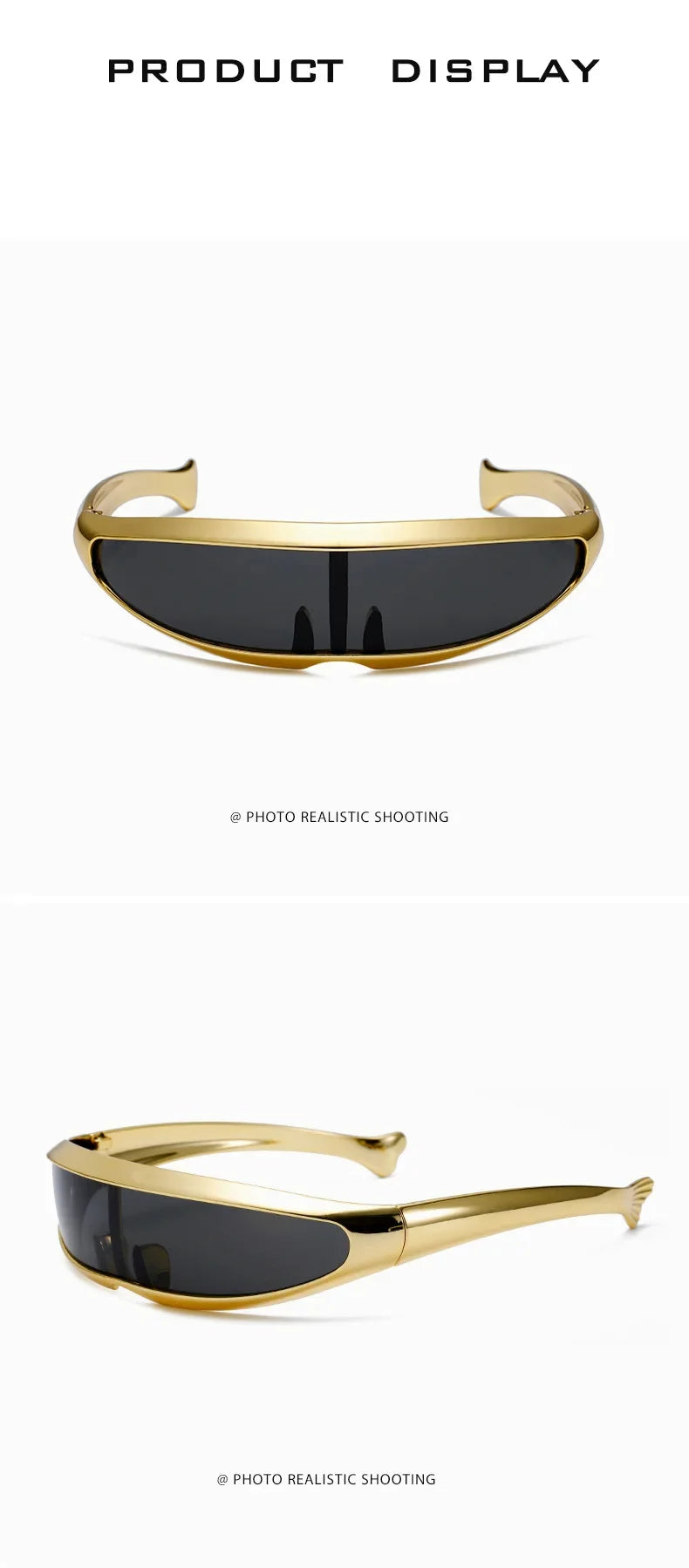 Futuristic One-piece Mirror Personalized Electroplated Sunglasses Women Men 2024 Y2K Steampunk Goggles Rave Party Glasses UV400