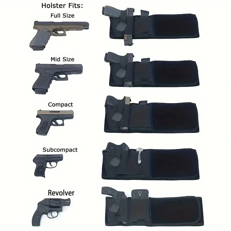 Tactical Outdoor Hunting Fitness Gun Holster for Waist Band Belt -  Concealed Carry Phone Bag Portable Hidden Belly Defense Use