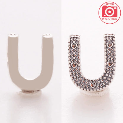 Silver 925 26 Letter A-Z Alphabet Charm Fine Beads Fit Original Charms Silver Bracelet DIY Fine Jewelry for Women Gifts Making