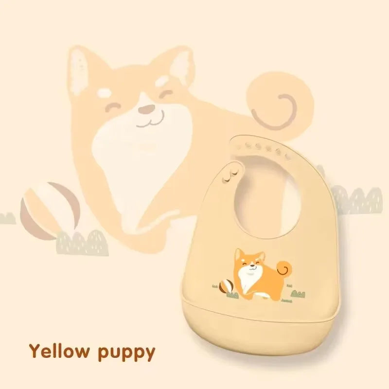 ‌Waterproof Silicone Baby Bibs – Adjustable & Cute Printed Design for Girls & Boys, Soft Leak-Proof Feeding Bibs, BPA-Free & Dis