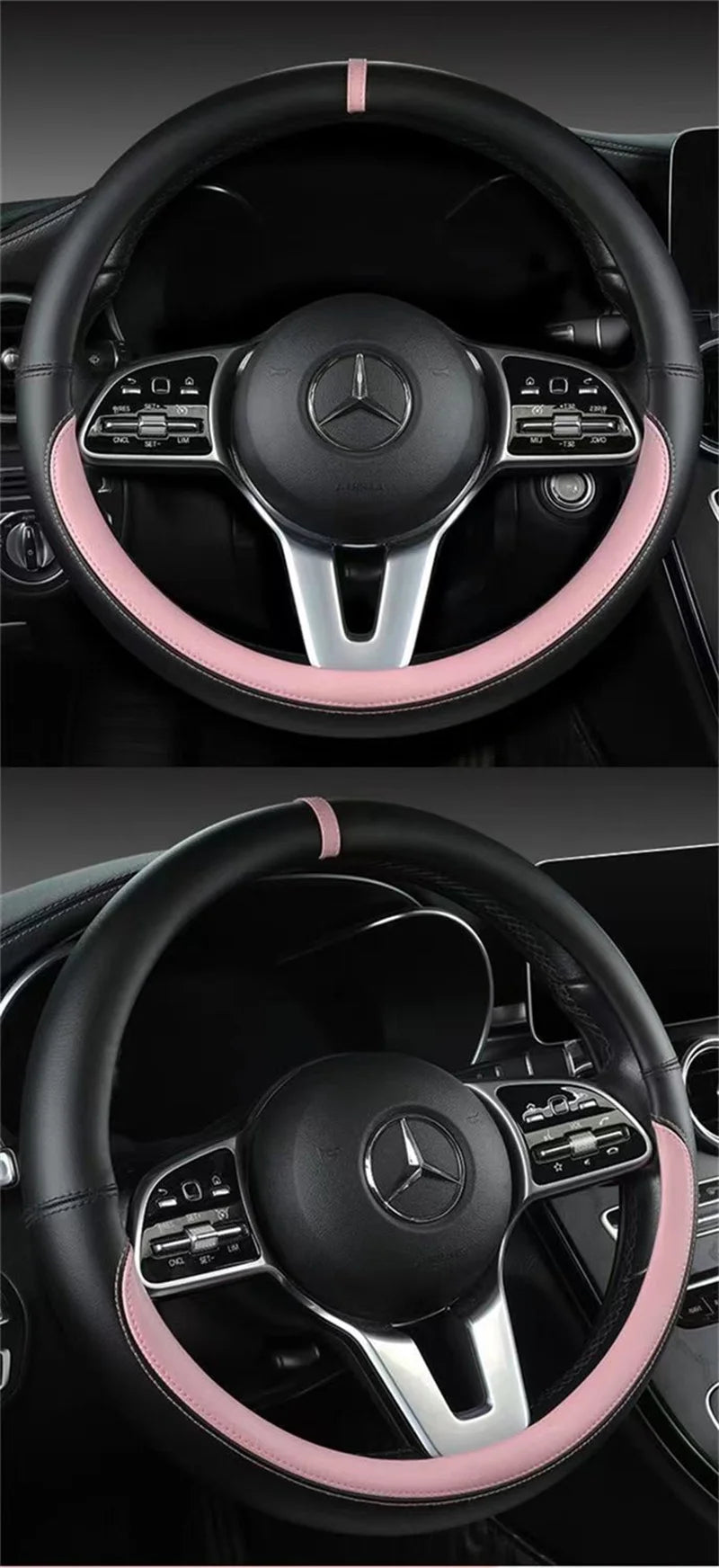 Full Leather Universal Car Steering Wheel Cover Breathable Anti Slip Car Decoration 37-38cm Steering Wheel Cover Accessories