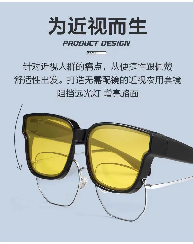 New Fashion Polarized Sunglasses Cover Over Myopia Prescription Glasses Portable Men Women Vintage Fishing Driving Eyewear