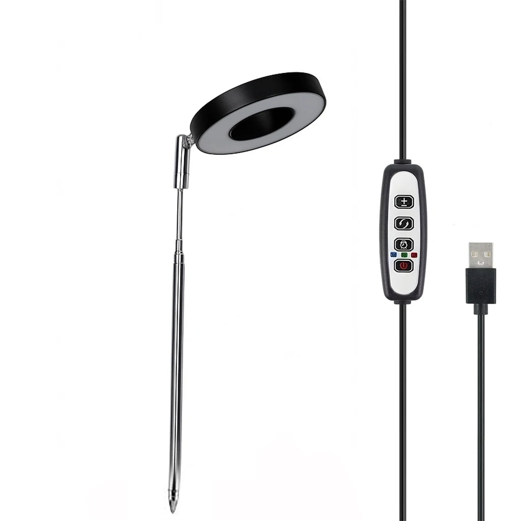 Full Spectrum Fill Light LED Grow Lamp for Indoor Solar Plants with Adjustable Height, 3/9/12H Timer 10-Level Dimming for Garden