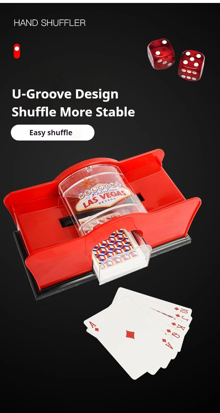 Red/Black Manual Card Shuffler 2 Deck with Hand Crank, Card Shuffler for Blackjack, UNO, Poker, Playing Card Dealer Machine