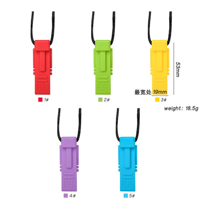 1pcs silicone teether children building block chewing necklace sensory chewing molar pendant oral motor toy for ADHD boy gift