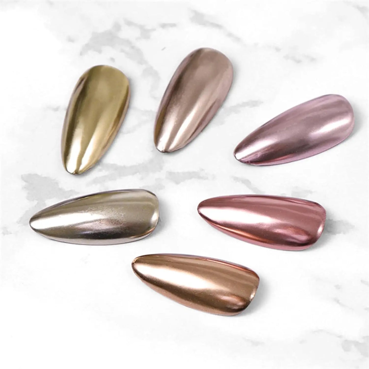 6Colors/Set Metallic Mirror Chrome Nail Powder Holographic Chameleon Glitters Manicure Dust Rose Gold Champagne DIY Nail Powder