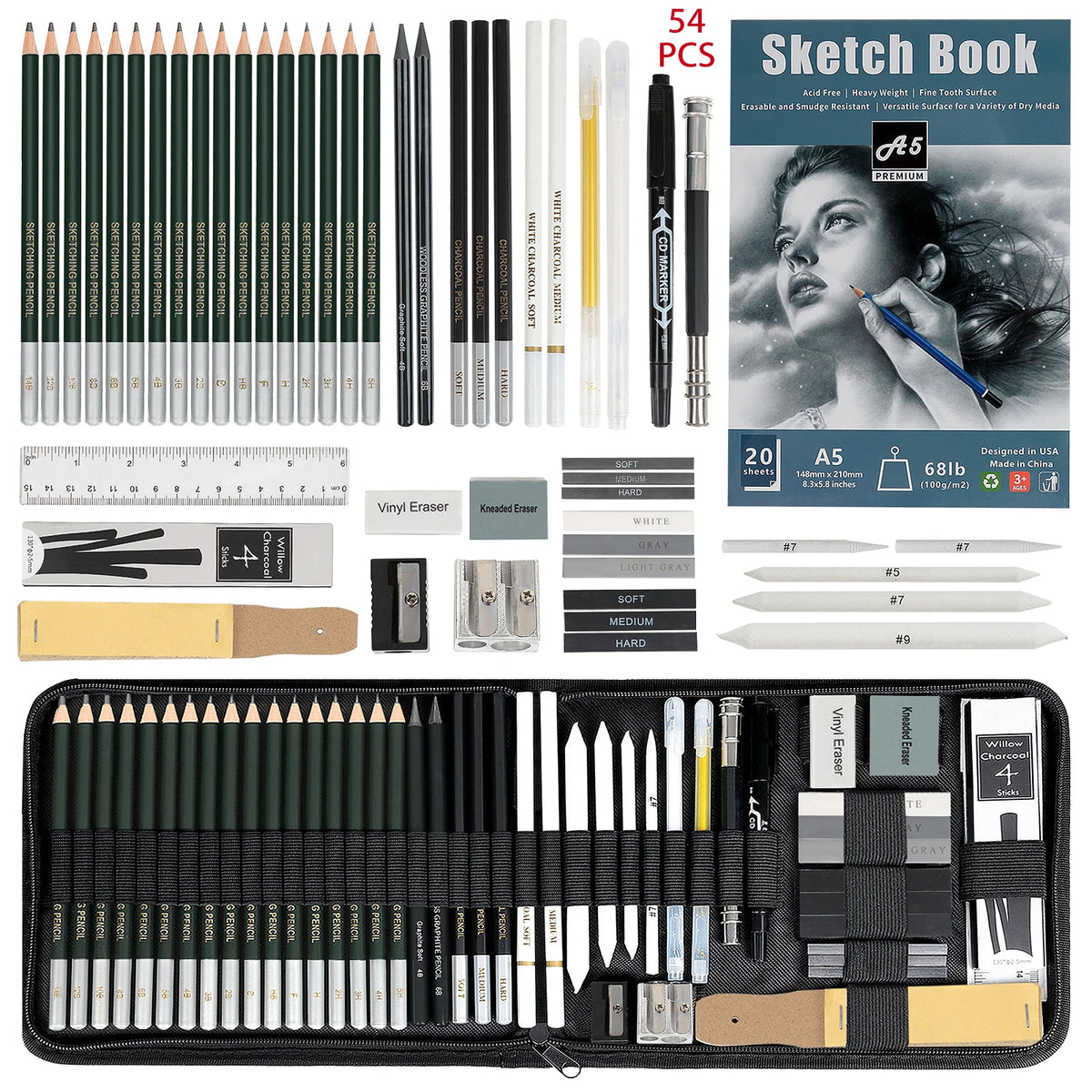 12/20/25/54/70 pcs Drawing Sketching Coloring Set Drawing Pencils & Sketching Kit Art Tool Kit Professional Art Supplies Set